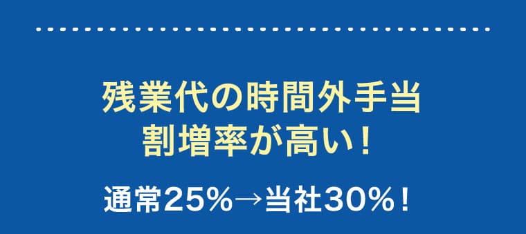 残業代の時間外手当割増率が高い！